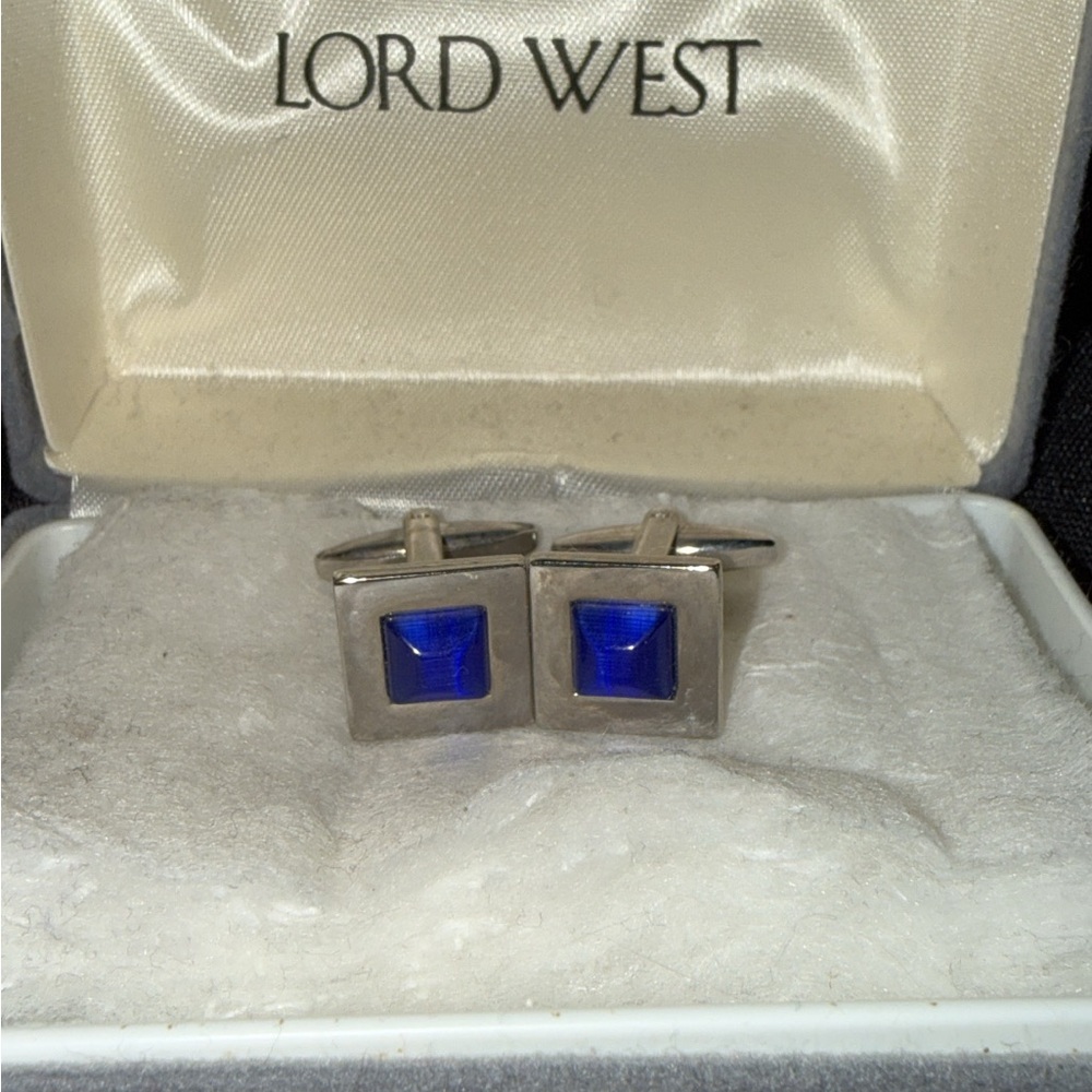 Silver and Blue Cufflinks